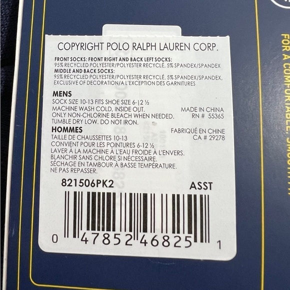 NEW POLO RALPH LAUREN MENS 6 PAIRS x 2 PERFORMANCE CREW SOCKS MULTICOLOR - Picture 3 of 9
